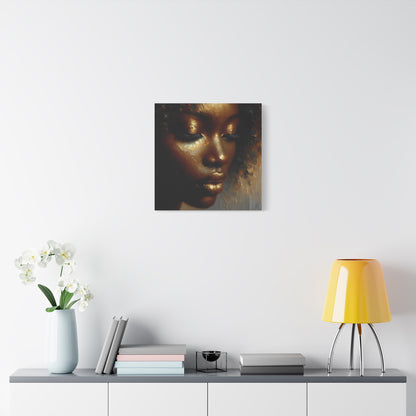 African Woman , Gold , Bronze, Black , abstract Impressionism , Giclée Print Canvas