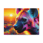 Hyena at sunrise  -  Portrait , abstract Impressionism , bright and vibrant colors , Oil painting on canvas print  , wall art ,