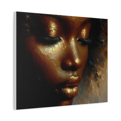 African Woman , Gold , Bronze, Black , abstract Impressionism , Giclée Print Canvas