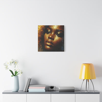 African Woman , Gold, Bronze, Black , abstract Impressionism , Giclée Print Canvas