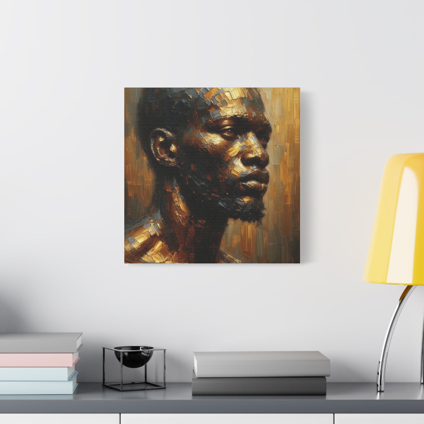 African Man , Gold , Bronze , Black , abstract Impressionism , Giclée Print Canvas