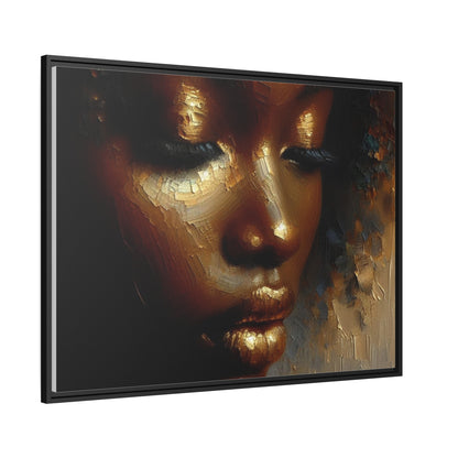 African woman , Gold , Bronze , Black , abstract Impressionism, Matte Canvas, Black Frame