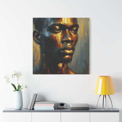 Portrait of an African Man in Bronze, Gold, and Black, abstract Impressionism , Matte Canvas, Stretched, 1.25", wall art , painting