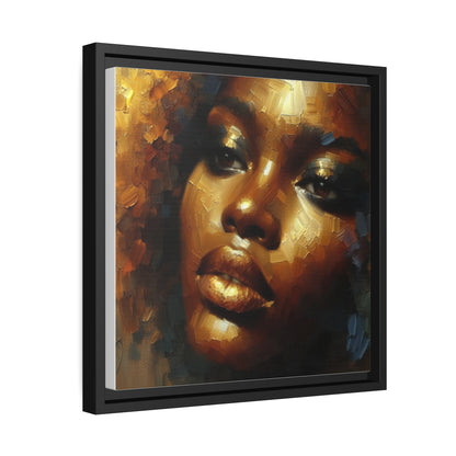 African Woman , portrait , Gold , Bronze , abstact Impressionism , Matte Canvas, Black Frame