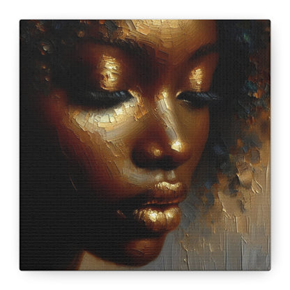 African Woman , Gold , Bronze, Black , abstract Impressionism , Giclée Print Canvas