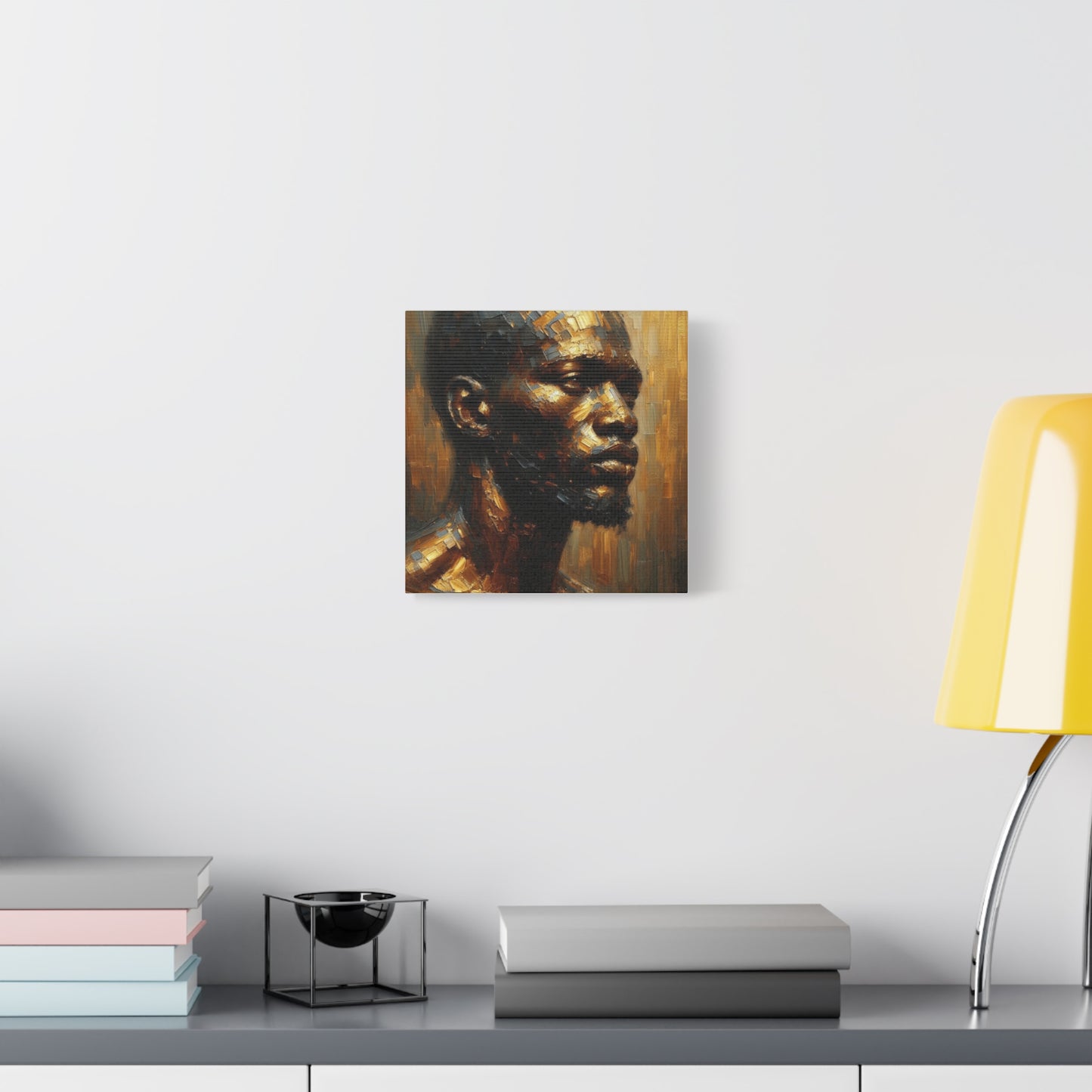 African Man , Gold , Bronze , Black , abstract Impressionism , Giclée Print Canvas