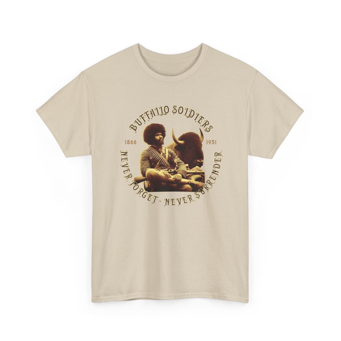 Copy of Buffalo Soldiers 'Never Forget' Tee — Vintage Military Tribute T-Shirt