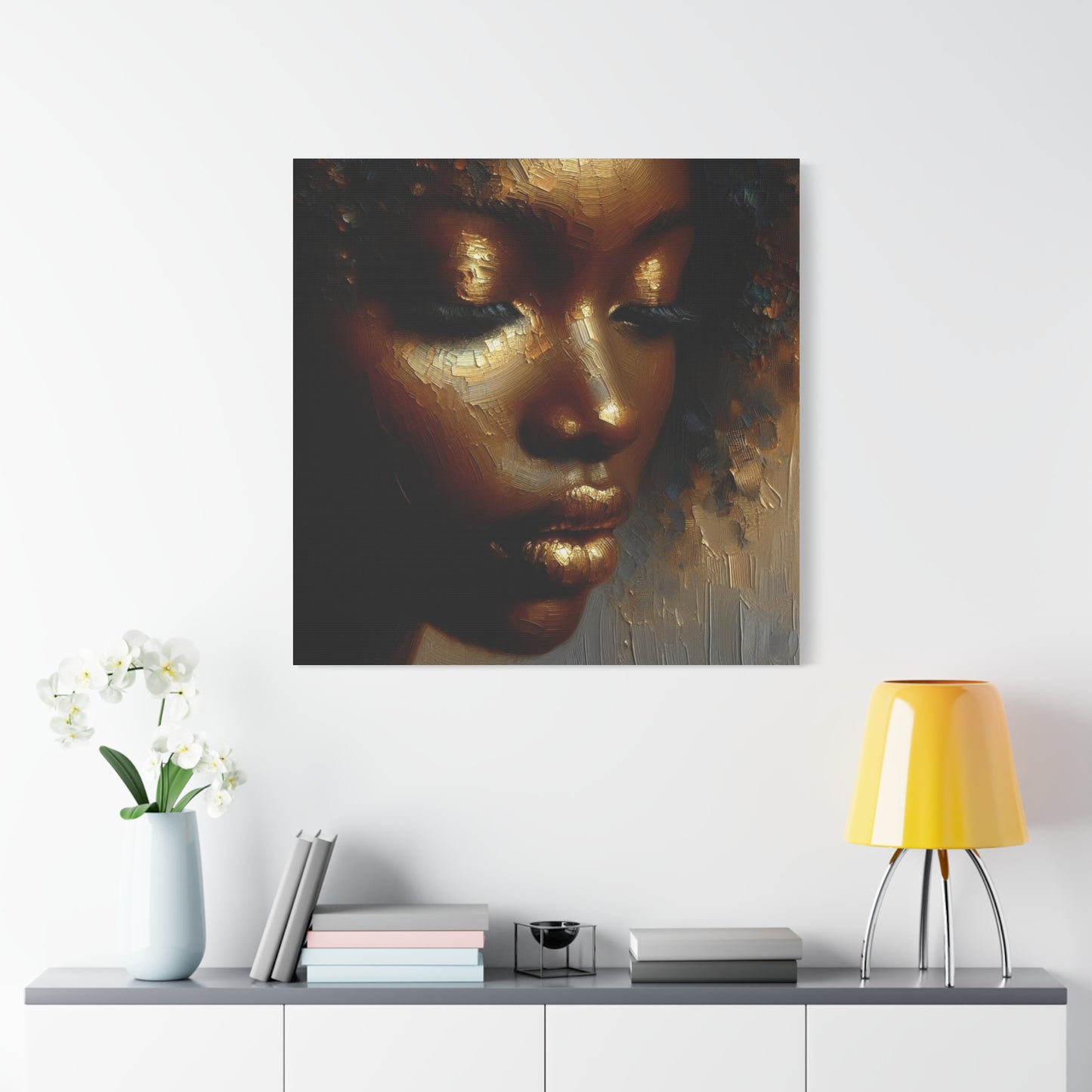 African Woman , Gold , Bronze, Black , abstract Impressionism , Giclée Print Canvas