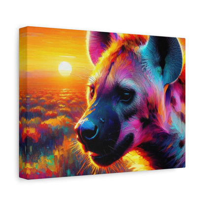 Hyena at sunrise  -  Portrait , abstract Impressionism , bright and vibrant colors , Oil painting on canvas print  , wall art ,