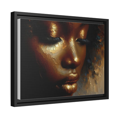 African woman , Gold , Bronze , Black , abstract Impressionism, Matte Canvas, Black Frame