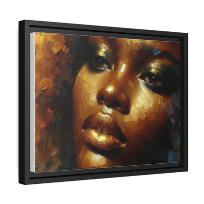 African Woman , portrait , Gold , Bronze , abstact Impressionism , Matte Canvas, Black Frame