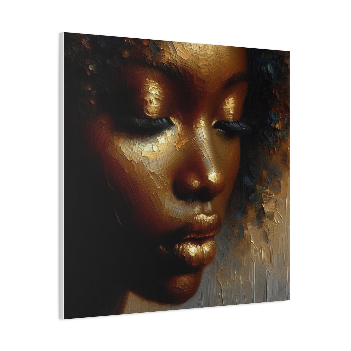 African Woman , Gold , Bronze, Black , abstract Impressionism , Giclée Print Canvas