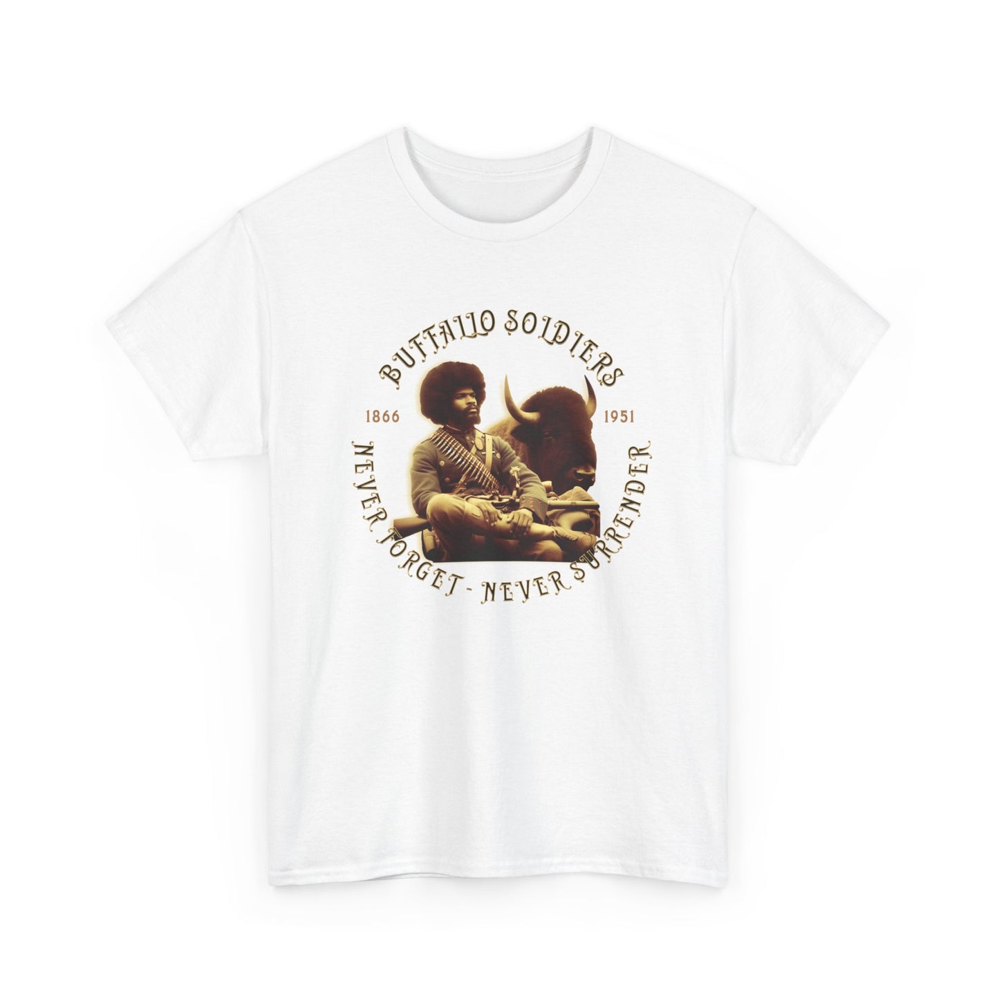 Copy of Buffalo Soldiers 'Never Forget' Tee — Vintage Military Tribute T-Shirt