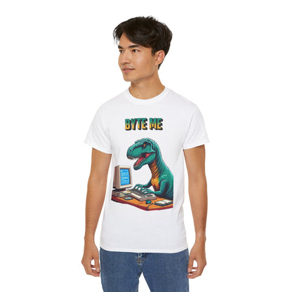 "Byte Me!" Tech-Savvy Dinosaur - Unisex Ultra Cotton Tee