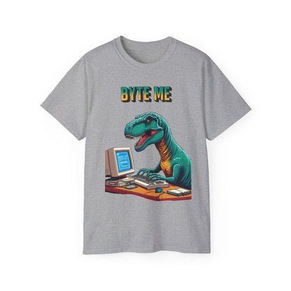 "Byte Me!" Tech-Savvy Dinosaur - Unisex Ultra Cotton Tee