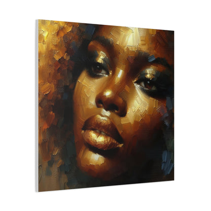 African Woman , Gold, Bronze, Black , abstract Impressionism , Giclée Print Canvas