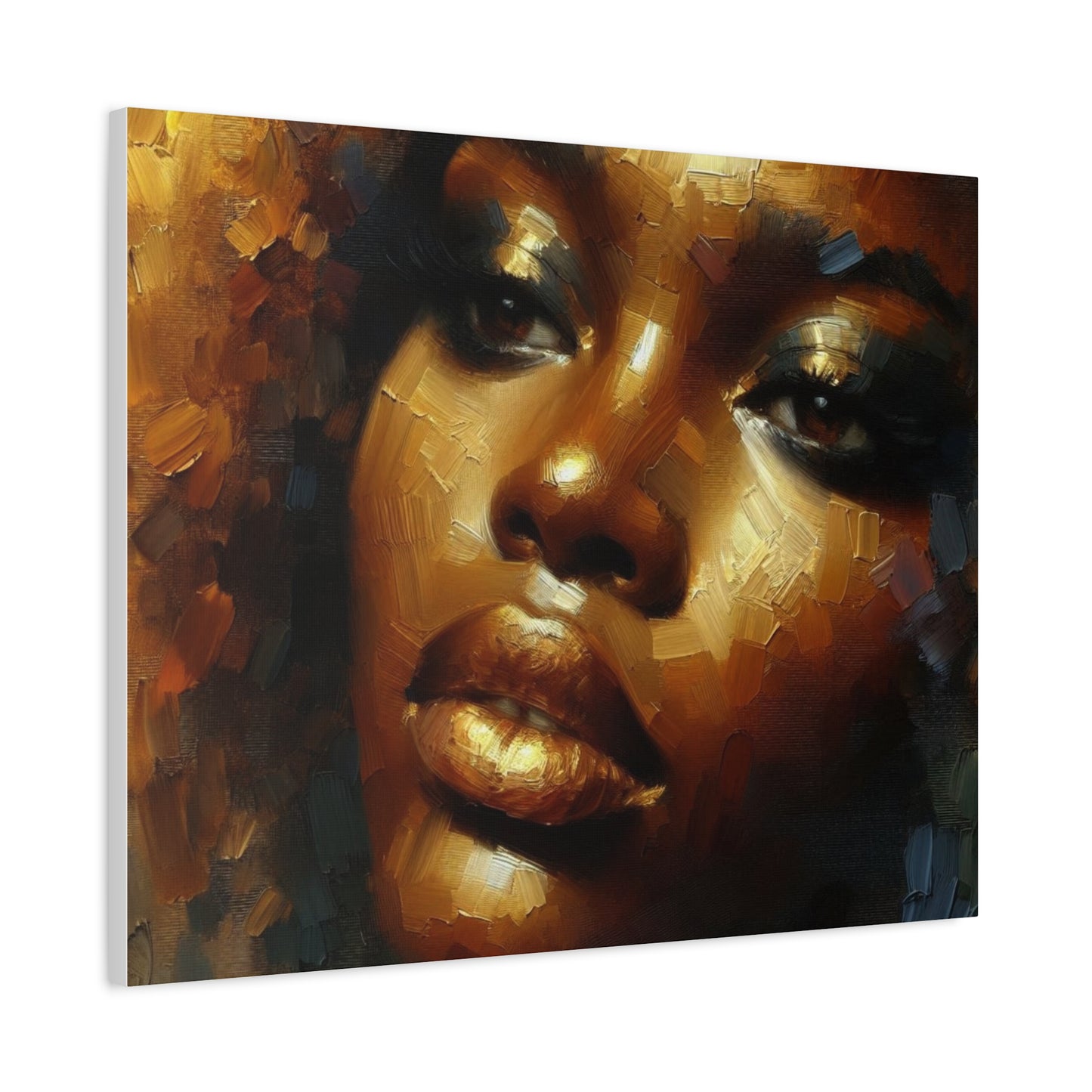 African Woman , Gold, Bronze, Black , abstract Impressionism , Giclée Print Canvas