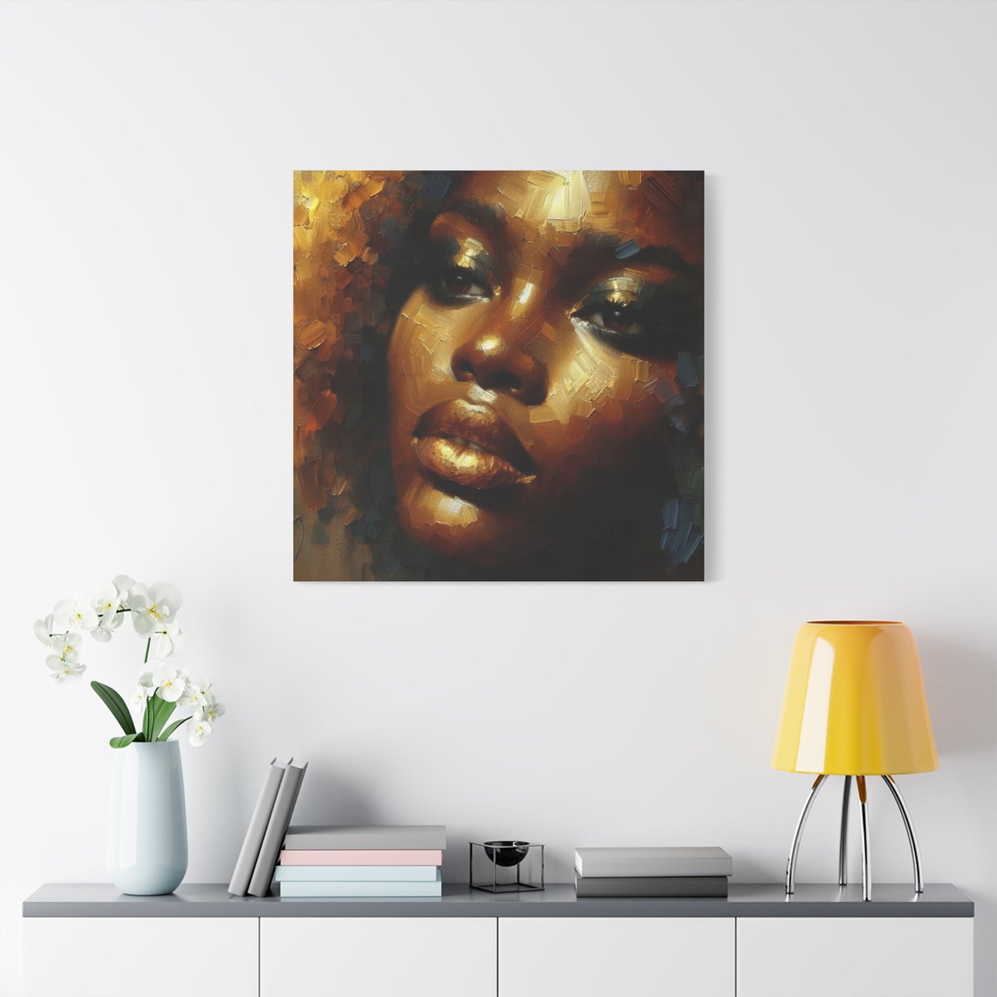 African Woman , Gold, Bronze, Black , abstract Impressionism , Giclée Print Canvas