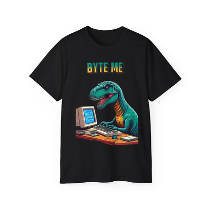 "Byte Me!" Tech-Savvy Dinosaur - Unisex Ultra Cotton Tee