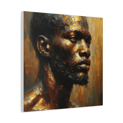 African Man , Gold , Bronze , Black , abstract Impressionism , Giclée Print Canvas