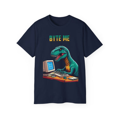 "Byte Me!" Tech-Savvy Dinosaur - Unisex Ultra Cotton Tee