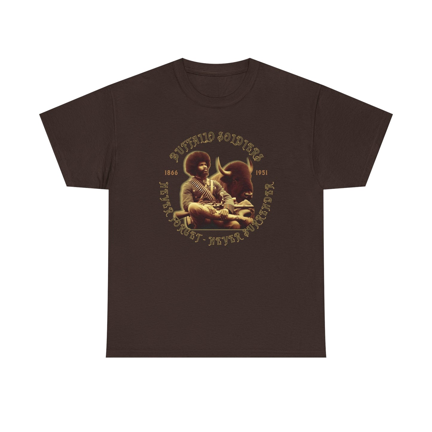 Copy of Buffalo Soldiers 'Never Forget' Tee — Vintage Military Tribute T-Shirt