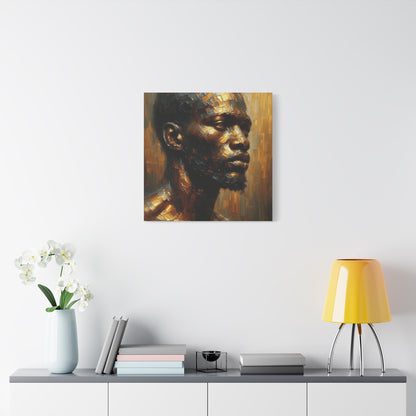 African Man , Gold , Bronze , Black , abstract Impressionism , Giclée Print Canvas