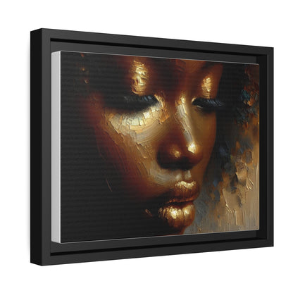 African woman , Gold , Bronze , Black , abstract Impressionism, Matte Canvas, Black Frame