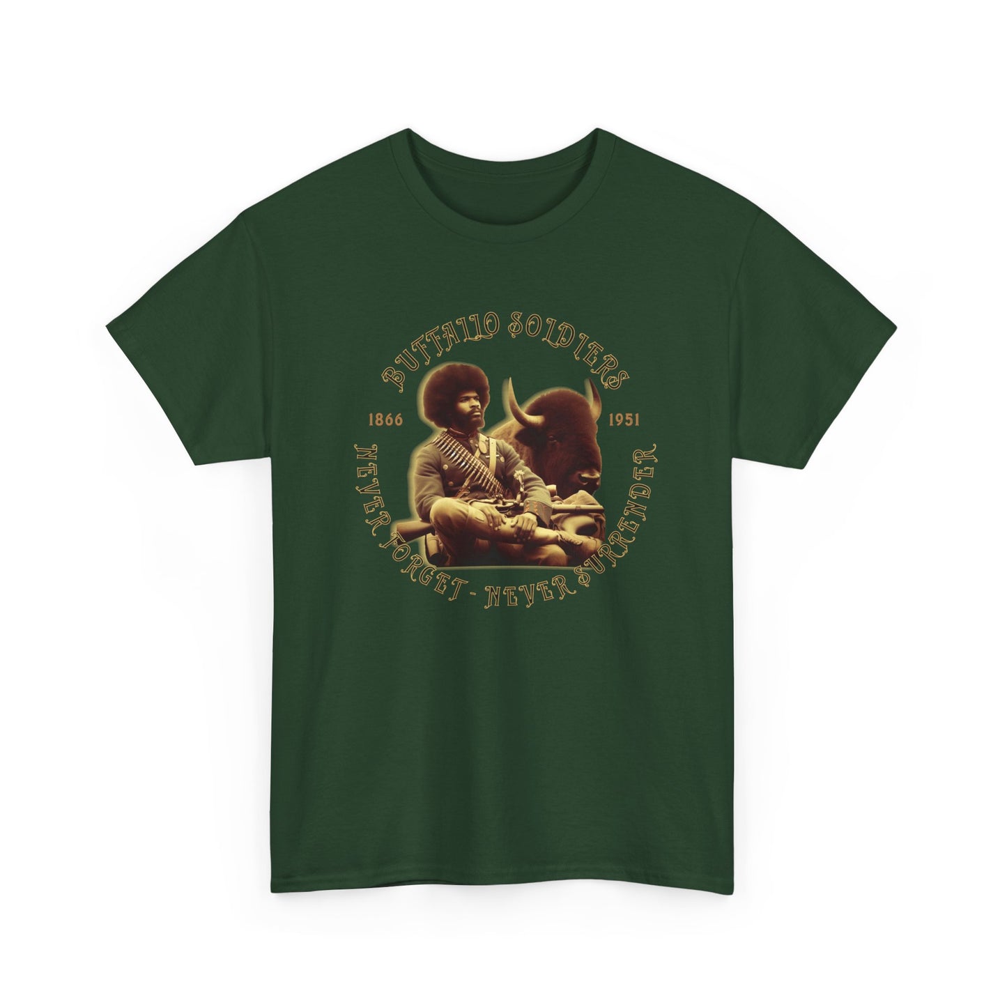 Copy of Buffalo Soldiers 'Never Forget' Tee — Vintage Military Tribute T-Shirt
