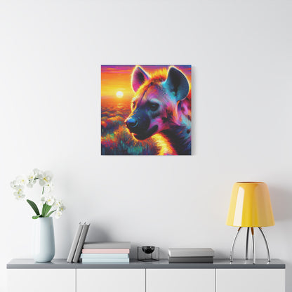 Hyena at sunrise  -  Portrait , abstract Impressionism , bright and vibrant colors , Oil painting on canvas print  , wall art ,