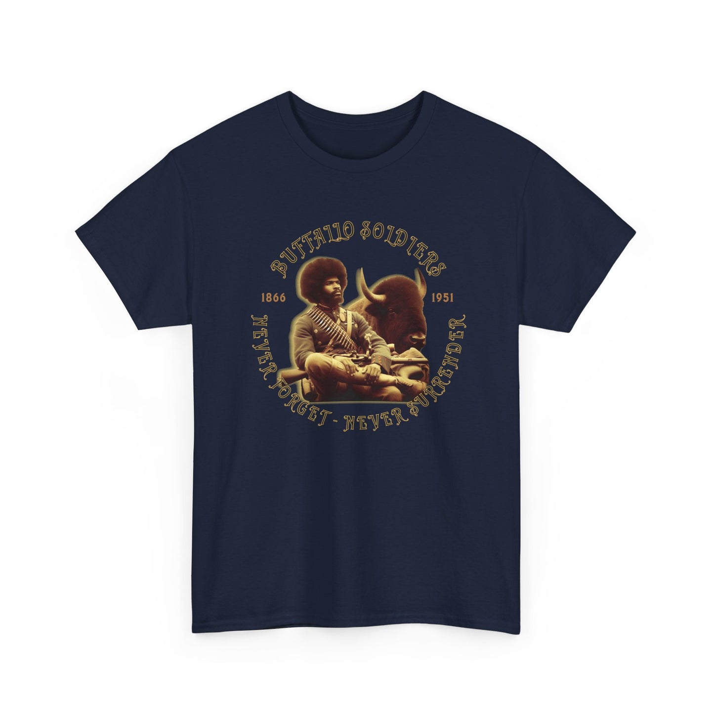 Copy of Buffalo Soldiers 'Never Forget' Tee — Vintage Military Tribute T-Shirt