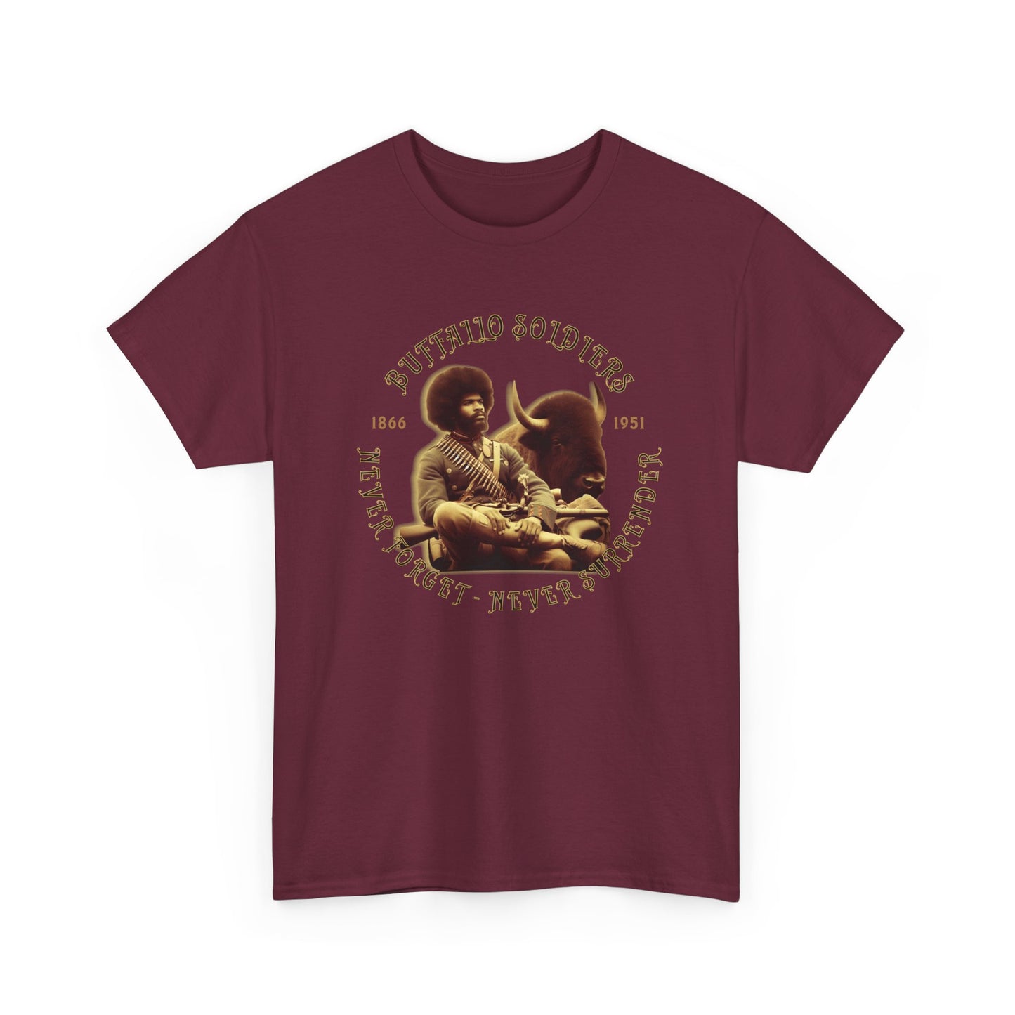Copy of Buffalo Soldiers 'Never Forget' Tee — Vintage Military Tribute T-Shirt