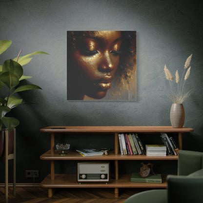 African Woman , Gold , Bronze, Black , abstract Impressionism , Giclée Print Canvas