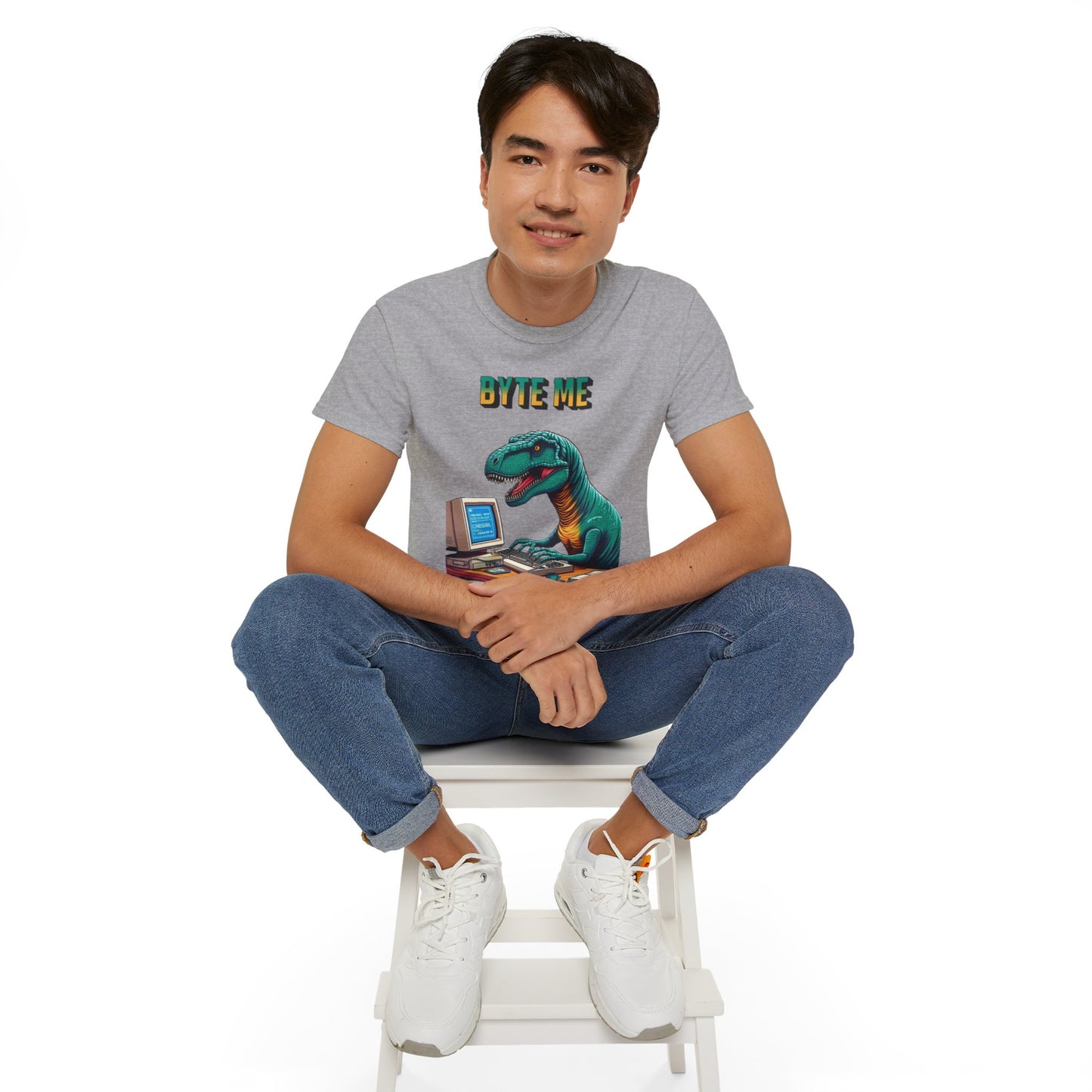 "Byte Me!" Tech-Savvy Dinosaur - Unisex Ultra Cotton Tee