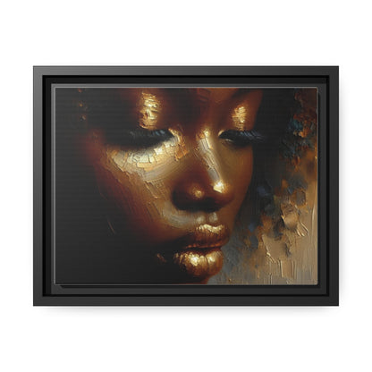 African woman , Gold , Bronze , Black , abstract Impressionism, Matte Canvas, Black Frame