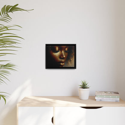 African woman , Gold , Bronze , Black , abstract Impressionism, Matte Canvas, Black Frame