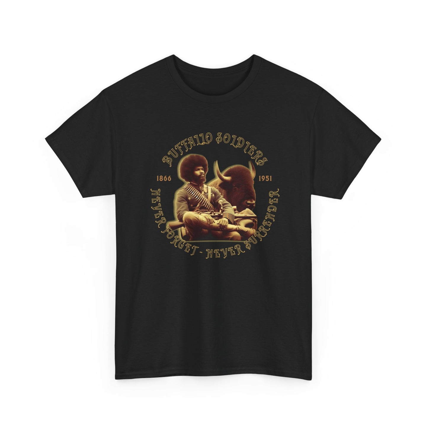 Copy of Buffalo Soldiers 'Never Forget' Tee — Vintage Military Tribute T-Shirt