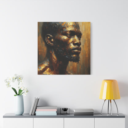 African Man , Gold , Bronze , Black , abstract Impressionism , Giclée Print Canvas