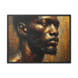 African Man , Portrait , Gold , Bronze , Black , abstract Impressionism , Matte Canvas, Black Frame