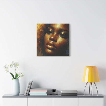 African Woman , Gold, Bronze, Black , abstract Impressionism , Giclée Print Canvas